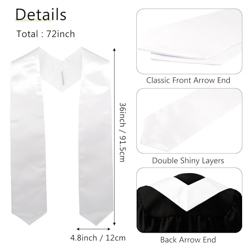 Image of GraduationMall 24 Pieces 72 Inch Plain Graduation Stole Bulk Sublimation Blank Honor Graduation Sash Unisex Adult