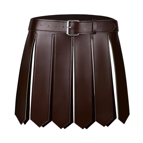TINAYAUE Jupe de guerrier spartiate médiéval pour homme, réglable en cuir synthétique – Costume de gladiateur romain viking, armure, soldat, jupe de...