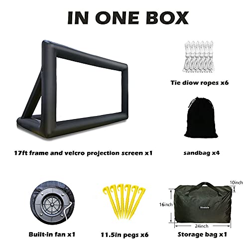 Yimukaka 17Ft Inflatable Movie Screen With Stand For Outside-Support Rear Projection-Stable Outdoor Frame-Outdoor Movie Screen With Built-In Fan #TOP4