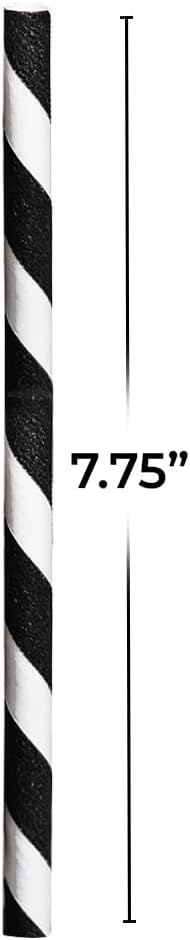 Pitillos de papel rayados blanco y negro - pack 24 miniatura 3