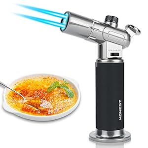 MUSCCCM Flambeerbrander butaangasbrander, dubbele vlammen keukenbrander voor crème brûlée brander voor gebak, desserts, hard solderen, doe-het-zelf koken, barbecue, camping