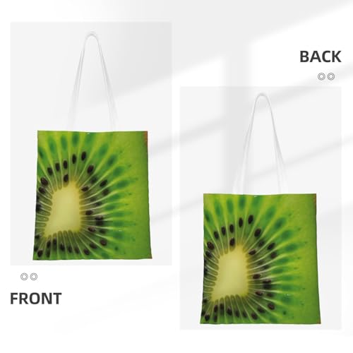 Canvas Tote Bag for Women Shoulder Tote Purse Reusable Grocery Bag Kiwi texture picture Aesthetic Shopping Bags3