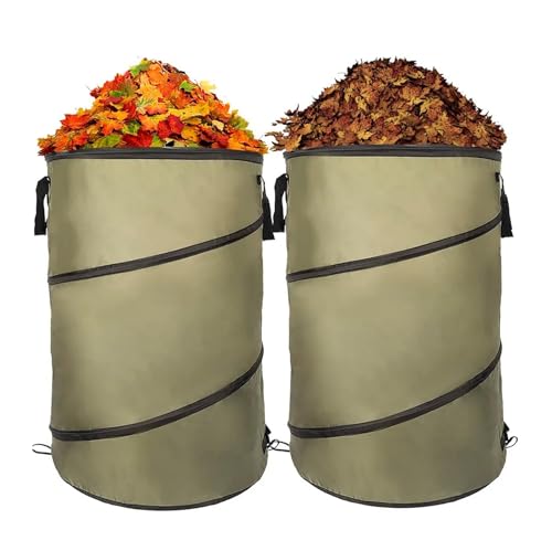 BTAISYDE Yard Waste Bag,Gardening Bag, Garden Leaf Bags, Release Buckle Home Leaf Container Collapsible Trash Can,Reusable Garden Waste Bag,Green,L