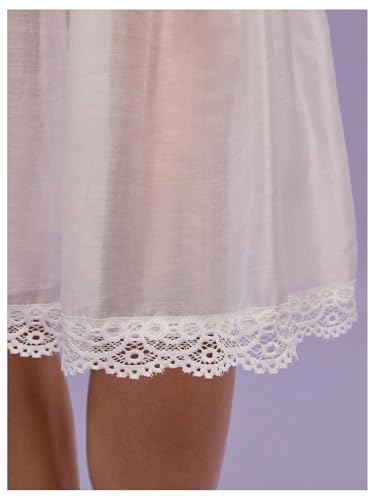 MakeMeChic Women's Pleated Mini Skirt Boho Lace Sheer Mid Waisted Ruffles Tie Drawstring Summer Beach Y2k Skirts4
