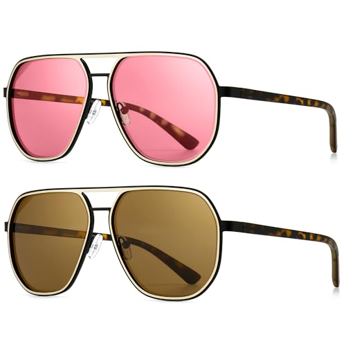 Image of SUNGAIT Polygon Aviator Sunglasses for Men Polarized Trendy Square Sun Glasses Retro Pilot Shades UV Protection