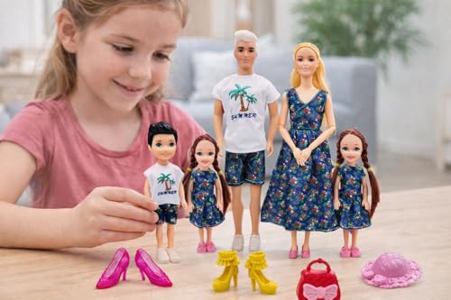 Image of Lyla Alia Family Time Doll Set - Family of 4 Dolls with Accessories | Summer Holiday Theme for Girls Age 3+