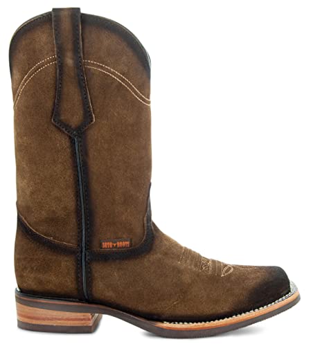Soto Boots Men's Suede Burnished Cowboy Boots H500373