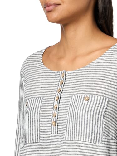 Ali Miles Women's Woven Yarn Dye Popover Tunic Scoop Neck with Button Band3