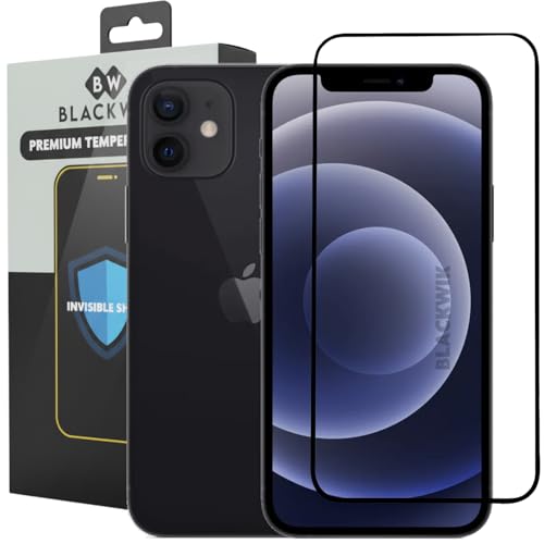 Image of Blackwik Tempered Glass Screen Protector for iPhone 12 / iPhone 12 Pro with Edge-To-Edge Protector Coverage | Easy Installation Kit (Black)