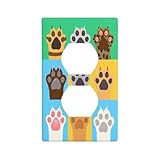 Moslion Cat Dog Paw Wall Plate Covers Animal Pet Leopard Tiger 1-Gang Outlet Cover Switch Plug Duplex Home Decorative Office
