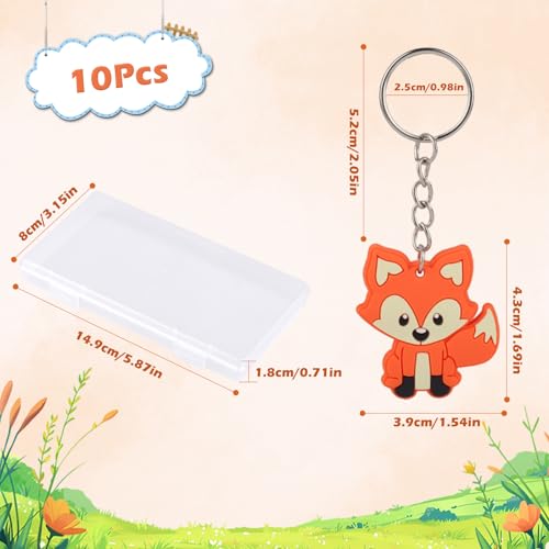 FAMCUCHE 10 Stück Fuchs Schlüsselanhänger, Fuchs Mitbringsel Silikon Anhänger, Schlüsselanhänger Mitgebsel Kinder, Tierschlüsselanhänger Kinder Kindergeburtstag, Fuchs Geschenk Klein Gadgets Deko
