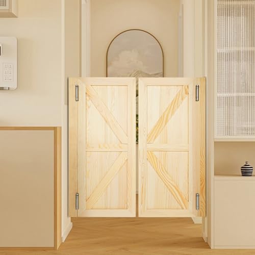 ZBXGJKSY Swinging Door Coffee Two-Way Double with Hinges Pine Saloon Doors Interior Door for Doorway Partition Door (31.5 * 35.43 Log Color)