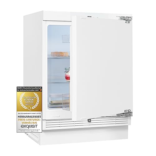 Exquisit Unterbau Kühlschrank UKS140-V-FE-010D | Nutzinhalt 138 l | Türanschlag wechselbar | LED Licht | Alarmsignal