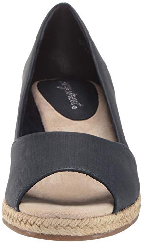 Easy Street Women's Monique Espadrille Open Toe Pump Wedge Sandal, Navy Linen, 7.5 W US - Thumbnail 3