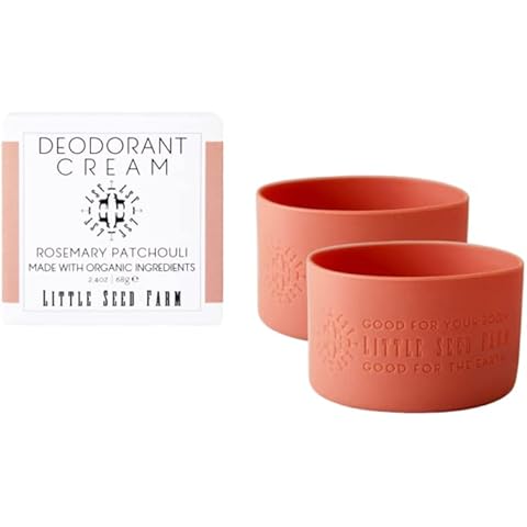 Little Seed Farm All Natural Deodorant Cream, Aluminum Free Deodorant for Women or Men, 2.4 Ounce - Rosemary Patchouli + Terracotta Red Jar Sleeves Cover