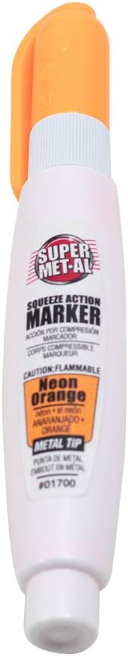 Brock 12 Pc Set Neon Orange Super Met-Al Fine Tip Paint Marker Pens 1.4mm Stroke Weather Proof Metal Stone Rubber Plastic Glass for Auto Arts