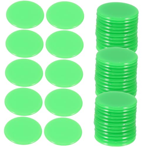 Kisangel 100pcs Bingo Counting Chips Markers Game Counters for Poker Night and Parties Bright Green Gambling Discs Smooth Edges for Easy Handling