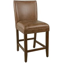 HomePop by Kinfine Fabric Upholstered Parsons Counter Height Bar Stool Chair, Set of 1, 24-Inch, Reddish Brown