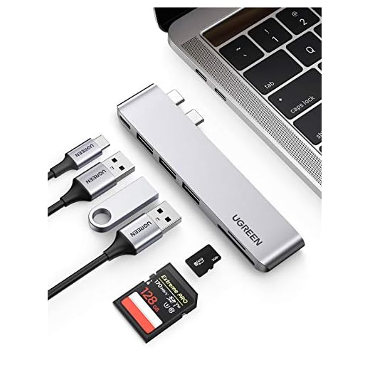 UGREEN USB C Hub 6 i 2 till USB C Thunderbolt 3 hub, 100W PD, 8K HDMI 40Gbps, 3 USB 3.0 Portar, SD TF Kortläsare Adapter Typ C Hubb Stöder MacBook Pro 2020 2019, MacBook Air 2020 2019 etc. Aluminium
