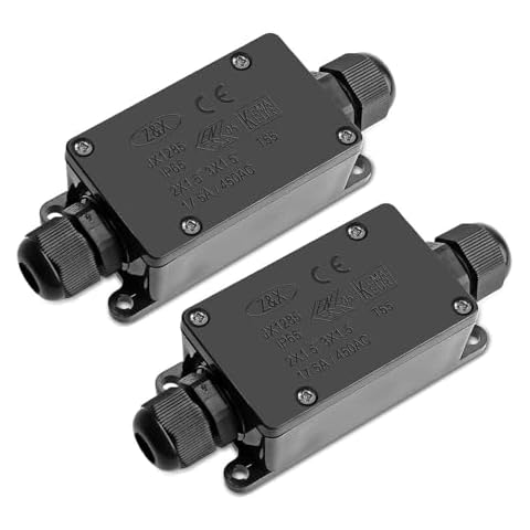 Junction Box Outdoor Waterproof Junction Box, 2 Way PG9 Electrical Box Extension Cord Cable Box for Wires Power Cord Connection Protection, IP65 Waterproof Box Underground Splice Box Cover