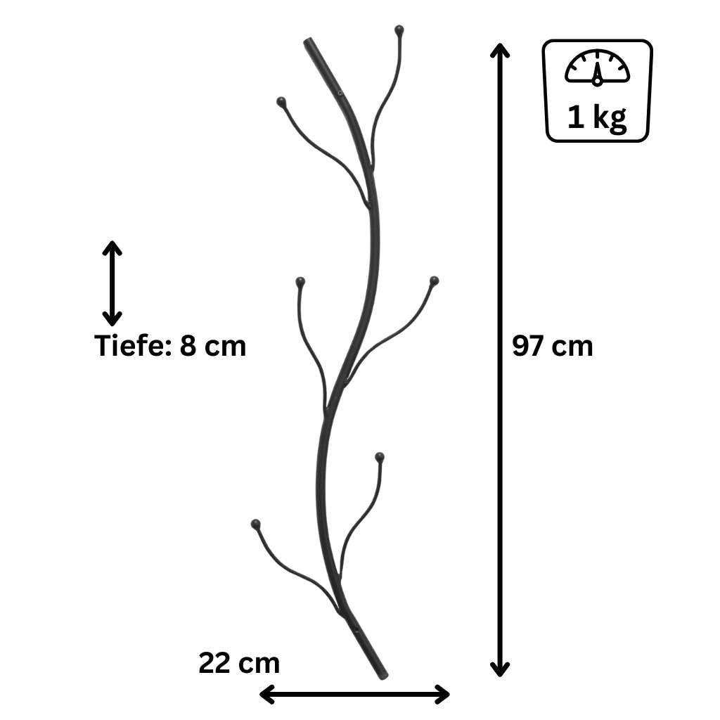 DanDiBo Wieszak ścienny czarny metal zestaw 3 szt. Flora garderoba ściana 93861 wieszak garderobiany wieszak na ubrania wieszak na ubrania listwa z haczykami