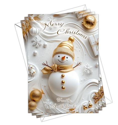 Personalised Christmas Cards Pack of 10 A5 Size with White Envelopes