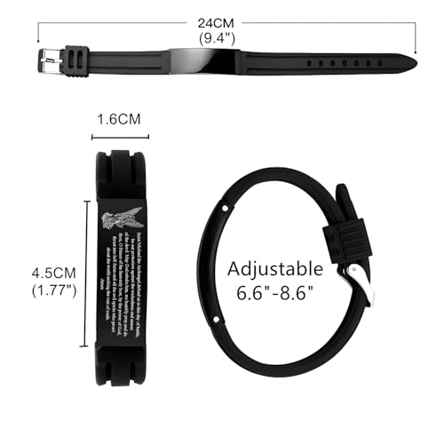 Christ Archangel St. Michael Prayer Protection Catholic Silicone Adjustable Bracelet, Religious Christian Saint Angel Amulet Bangle Christening Personalized Jewelry for Men Women3