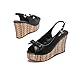 getmorebeauty Women's Wedge Sandals With Pearls Across The Top Platform Sandals High Heels