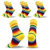 3 Pairs Rainbow Socks, Pride Striped Calf Socks Breathable Casual Fashion Colourful LGBTQ Accessories for Women Girls Men Gifts