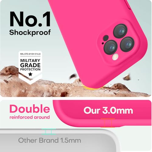 Image of LOVE 3000 Designed for iPhone 16 Pro Case, Premium Silicone with [Soft Anti-Scratch Microfiber Lining] Shockproof Protective Phone Case for Men Women Girls 6.3 inch, Hot Pink