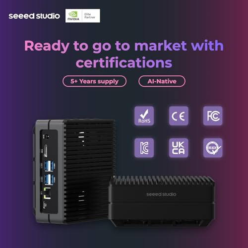 Image of Seeed studio NVIDIA Jetson Nano Edge AI Device - reComputer J1010 Kit, Aluminium Case, Pre-Installed Jetpack System. Mini PC with 0.5 TFLOPs (FP16), Power Supply NOT Included