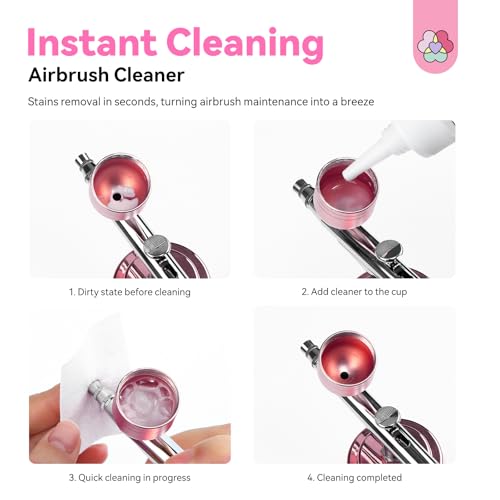 Image of SAVILAND Airbrush Cleaner Solution 8.12 fl. oz: Low-Odor, Quick Clean for Water-Based Acrylic Paint, Gel Nail Polish & Watercolor, Prevent Clogging, Salon & Home Use