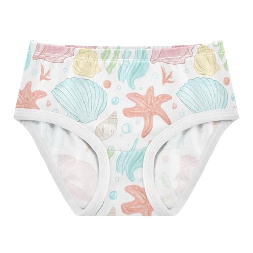 Cotton Toddler Underwear Floral Colorful Seashells White Panties for Girl Fancy Kids Briefs Undies 2t