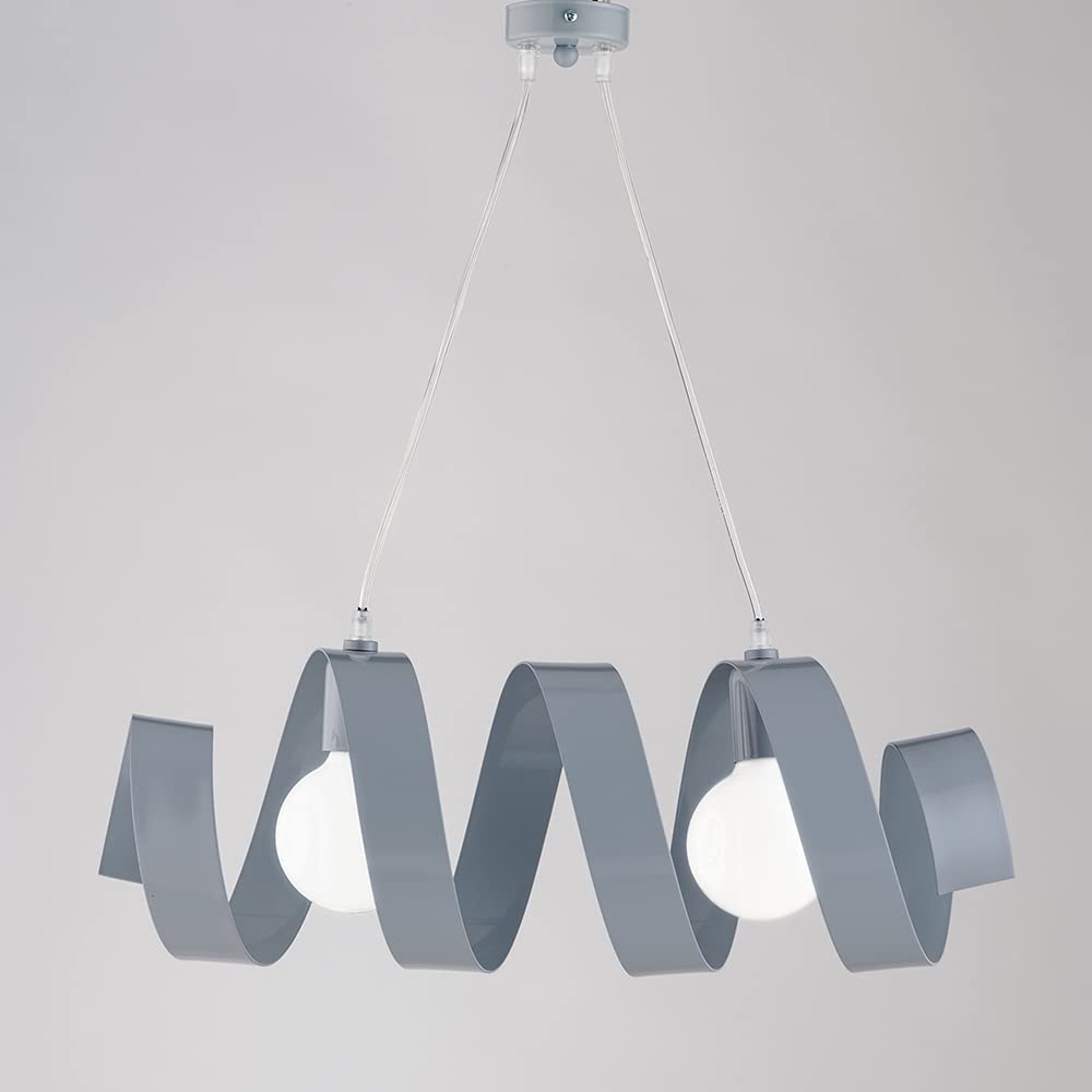 Lampadario da cucina moderno design grigio sospensione 2 luci, lampadario a sospensione, lampadario sala pranzo, lampadario shabby chic grigio bon-117