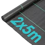 Harbour Housewares 110gsm Weed Control Membrane 2m x 5m Coverage (1 Roll) Heavy Duty Weed Control Fabric Barrier Ground Cover for Garden, Patios, Flower Beds, Landscaping