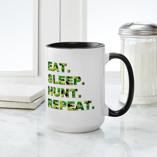 Taza grande cerámica de 15 oz con diseño Eat Sleep Hunt Repeat miniatura 4