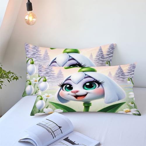 Parure de Couette 240x260 cm en microfibre avec impression fleurs adorables