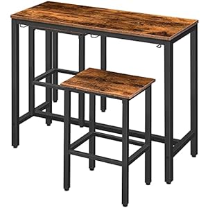 HOOBRO Bar Table Set Pub Tables Bar Height with Stools Set of 2 Bar Chairs Under Counter Height Table for Small Spaces Industrial Dining Table Sets for Kitchen Living Room Parties BF54BT01