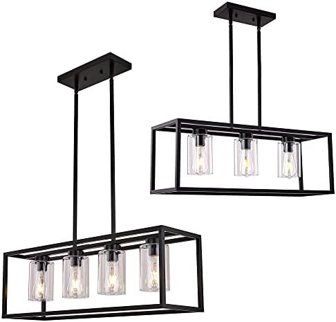 XILICON Dining Room Lighting Fixture Hanging Farmhouse Black 3 Light and 4 Light Modern Pendant ...