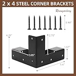 Work Bench Brackets, 4 Pieces 2 x 4 Steel Corner Brackets Right Angle Corner Support Bracket for DIY Shelving Work Table Furniture Repairs (Actual 1.5"x3.5")