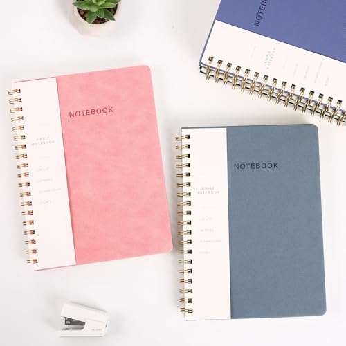 Image of Spiral Notebook - 7.24 inch x 10 inch College Ruled Journal with Inner Pockets and 180 Pages, PU Leather Cover Business Journal, Twin-Wire Binding Notebook Perfect for Office & Home School Supplies Black