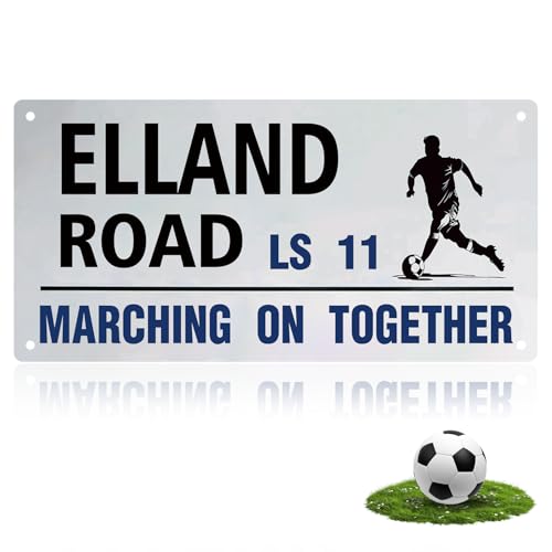 Onperpoe Football Leeds United Elland Road Street Sign Leeds United Gifts for Men Boys 30 x 15 cm Waterproof Metal Poster Retro Modern Sign for Leeds United Merchandise