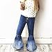 Cute Jeans for Teen Girls Baby Girls Denim Bell Bottom Jeans Vintage Toddler Kid Flare Pants Jeans Western Lit-tle Co-wgirl Outfit Leggings (Light Blue, 3-4 Years)