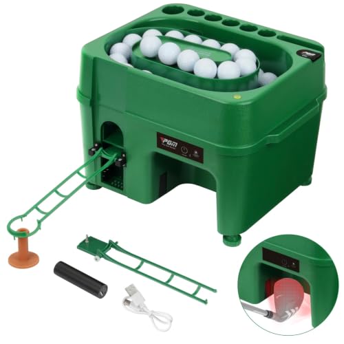 PGM Infrared Automatic Golf Ball Dispenser, Automatic Golf Ball Tee Up Machine with Rechargeable Battery, Phone Holder & Large Capacity for Driving Range, Indoor & Outdoor Practice