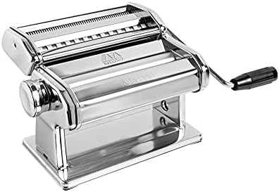 Marcato Atlas 180 Pasta, Made in Italy, Stainless Steel, 180-Millimeters Wide, Includes Machine with Cutter, Hand Crank, and Instructions