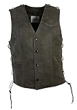 WESTERN-SPEICHER Lederweste Herren Biker Trucker Weste Leder Kutte Braun Used Look Druckknöpfe Größe XL