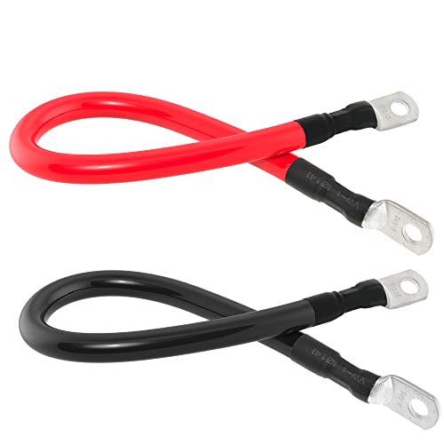 2 AWG Battery Cable 2AWG Gauge Battery Inverter Cables for Automotive Solar Marine Boat RV Car Motorcycle (2 AWG, 1FT, 5/16")