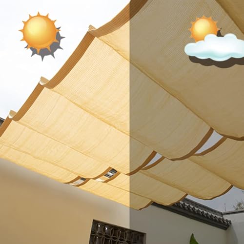 Toile de toit imperméable auvent terrasse pergola rétractable beige - 4