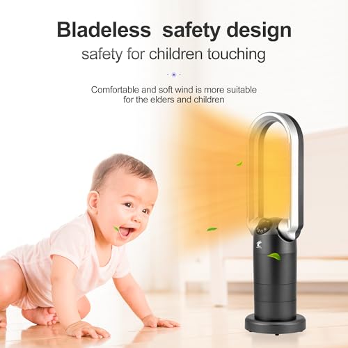 Ocean Loong 1500W Bladeless Tower Fan & Space Heater Combo for Home with Remote Control Timer Oscillation Tip-Over Switch and Adjustable Thermostat, 29” (Grey) by Ocean Loong - Image 7
