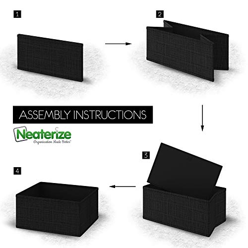Neaterize Drawer Organizer - [Set Of 6] - Closet Organizer And Storage Baskets| Foldable Cloth Drawers Divider | Fabric Bin For Dresser & Shelves |Organize Underwear, Socks, Bra, & Tie’s (Black) #TOP3
